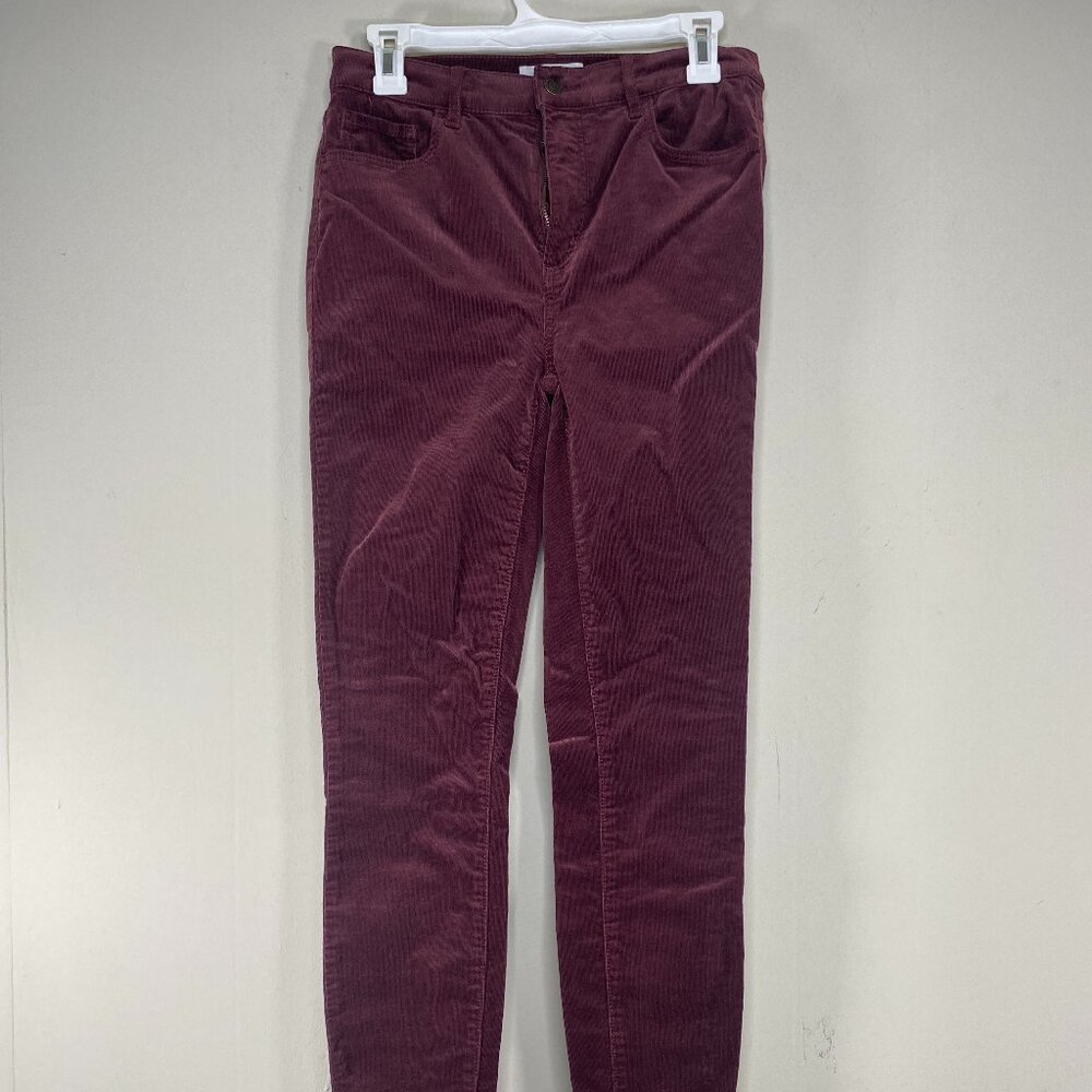 LOFT Made & Loved Skinny Corduroy Jeans Women's 27 High Waist Burgundy Casual